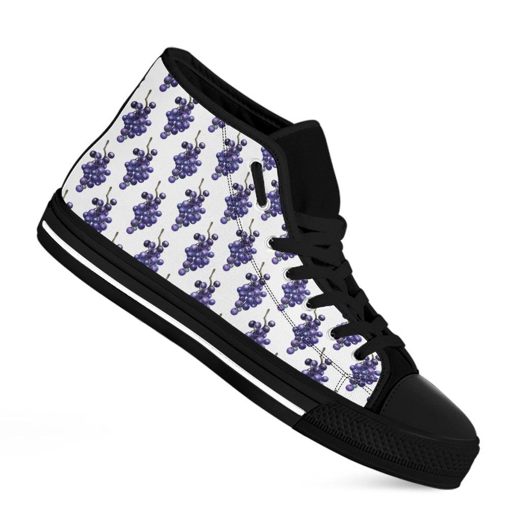 Watercolor Grape Pattern Print Black High Top Shoes