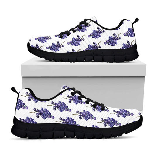 Watercolor Grape Pattern Print Black Sneakers