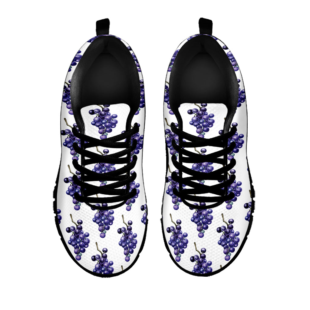 Watercolor Grape Pattern Print Black Sneakers