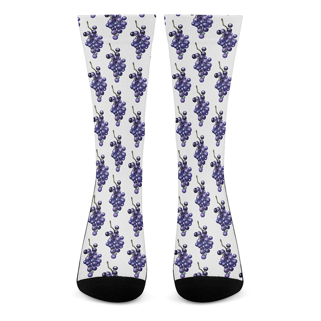 Watercolor Grape Pattern Print Crew Socks