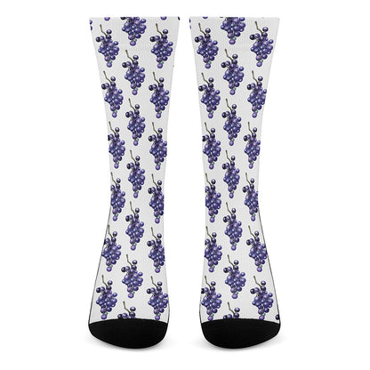 Watercolor Grape Pattern Print Crew Socks