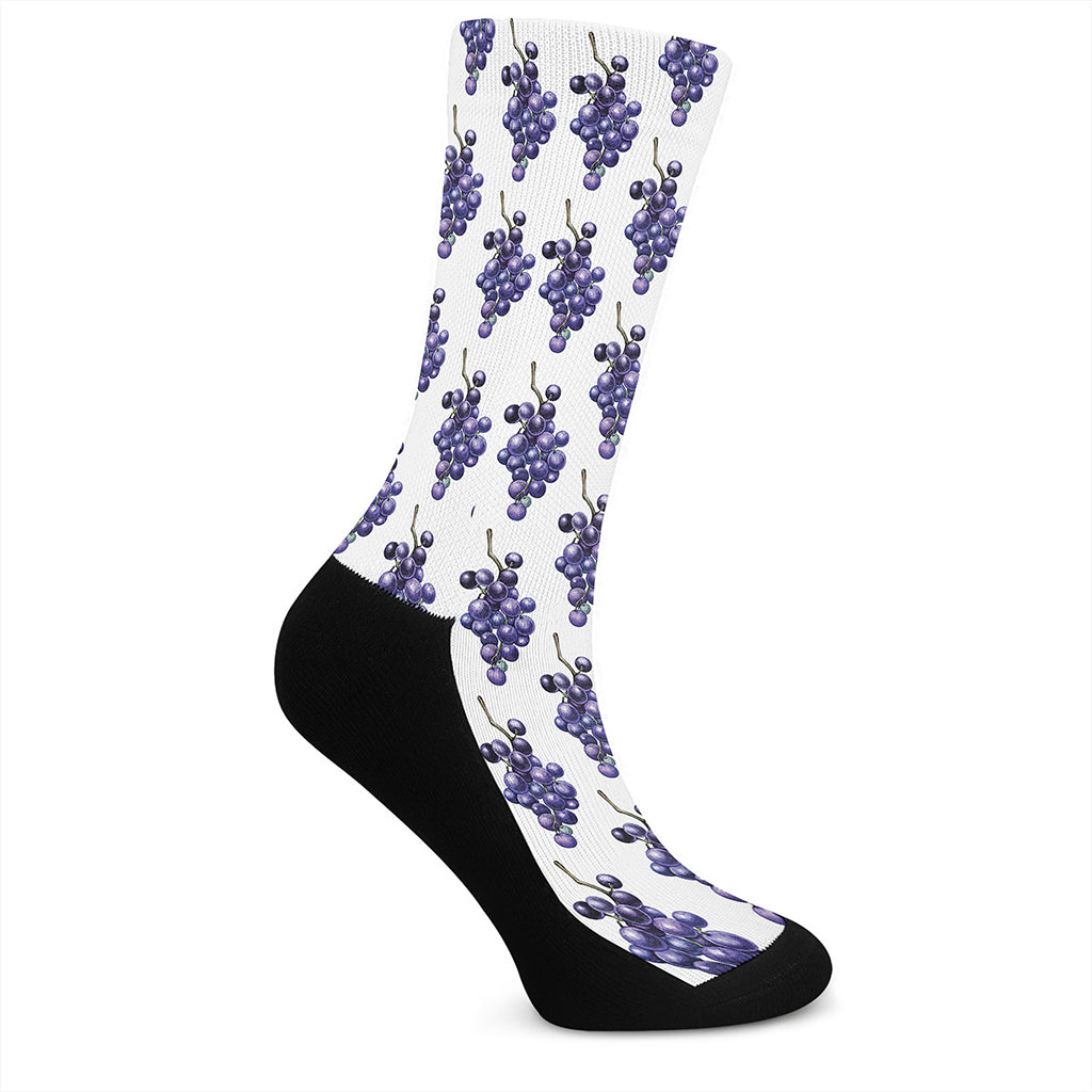 Watercolor Grape Pattern Print Crew Socks