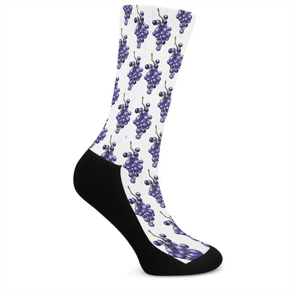 Watercolor Grape Pattern Print Crew Socks