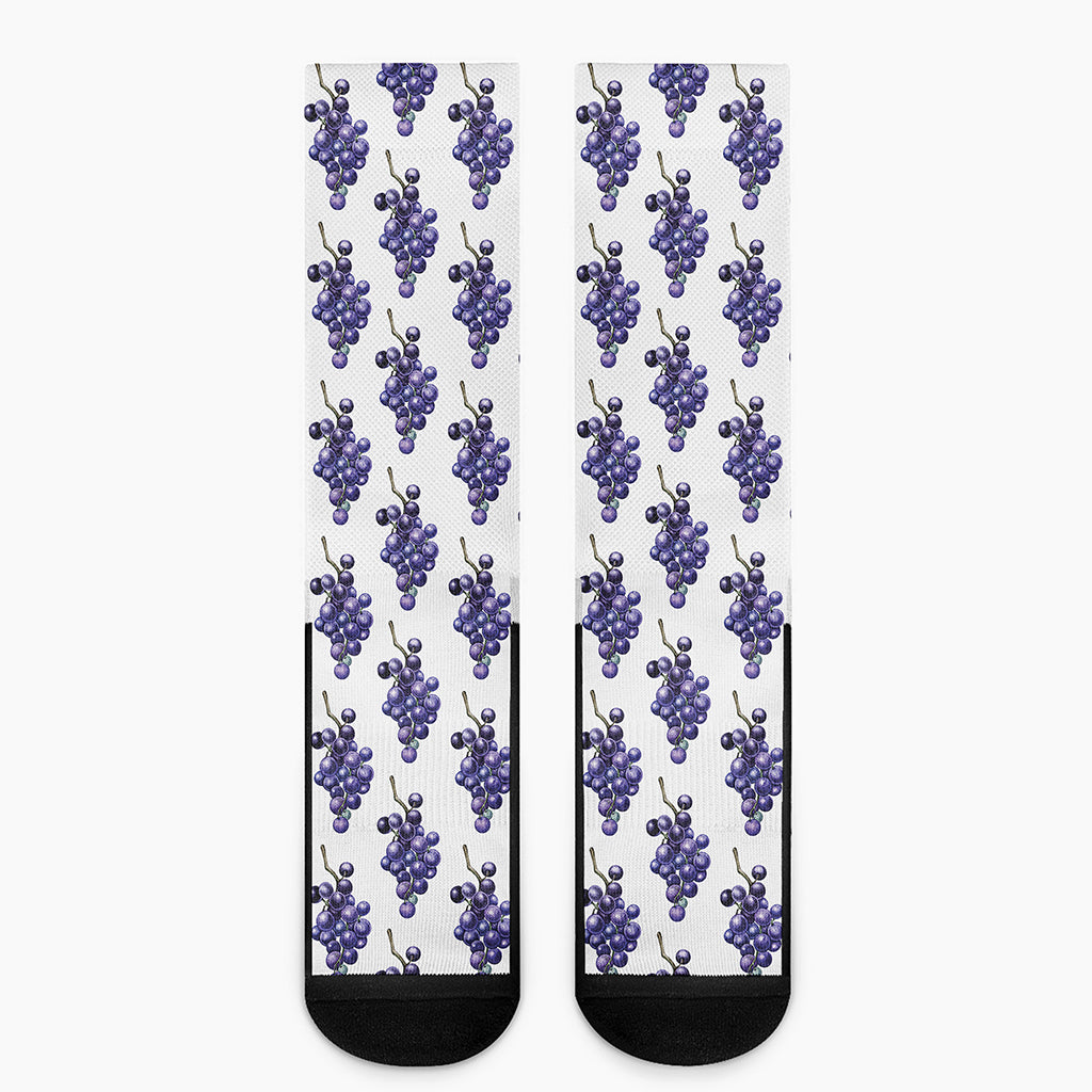 Watercolor Grape Pattern Print Crew Socks