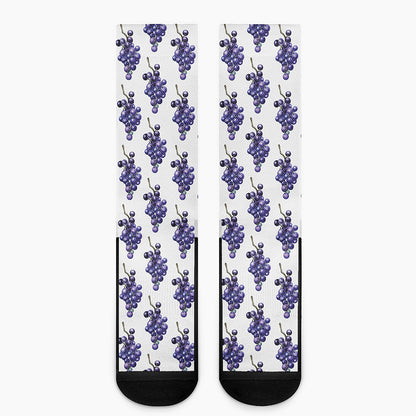 Watercolor Grape Pattern Print Crew Socks