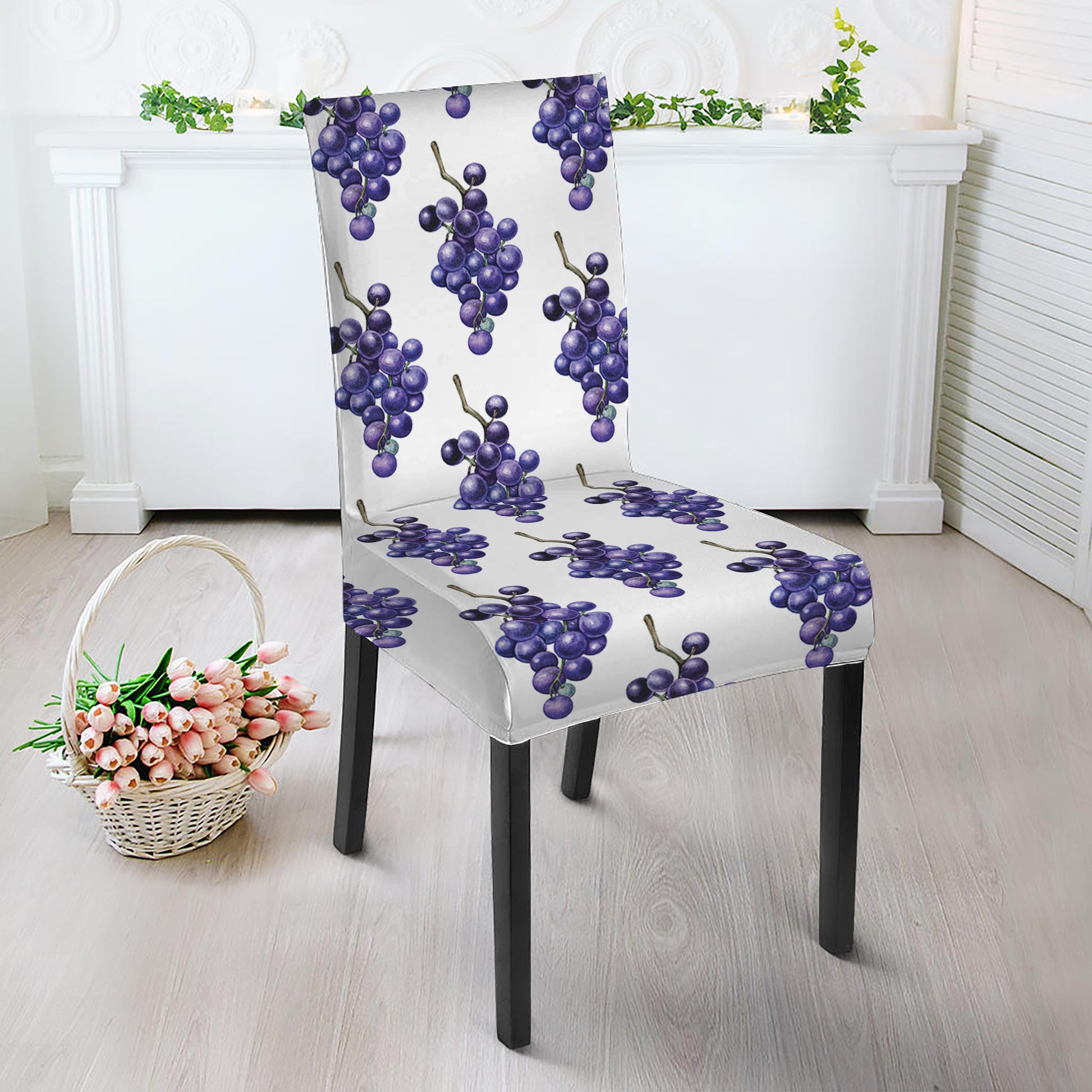 Watercolor Grape Pattern Print Dining Chair Slipcover