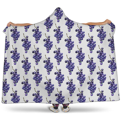 Watercolor Grape Pattern Print Hooded Blanket