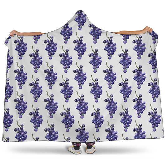 Watercolor Grape Pattern Print Hooded Blanket