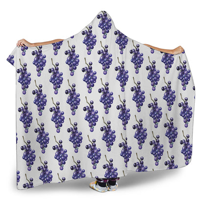 Watercolor Grape Pattern Print Hooded Blanket