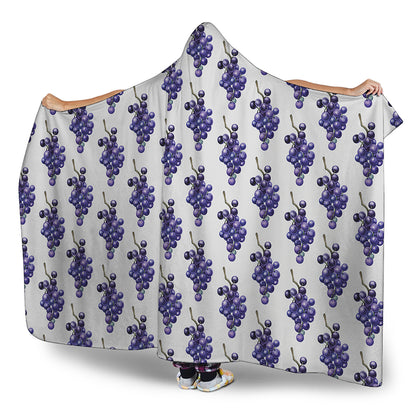 Watercolor Grape Pattern Print Hooded Blanket