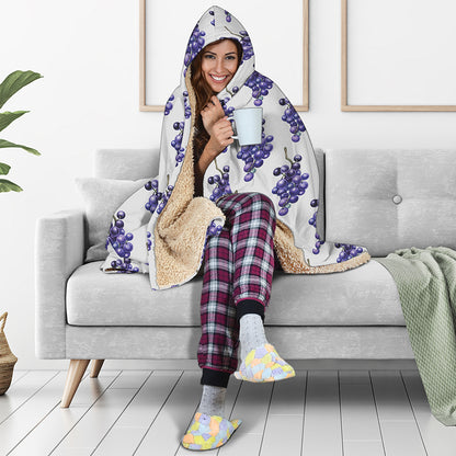 Watercolor Grape Pattern Print Hooded Blanket