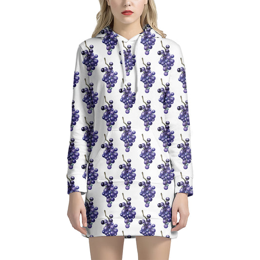 Watercolor Grape Pattern Print Hoodie Dress