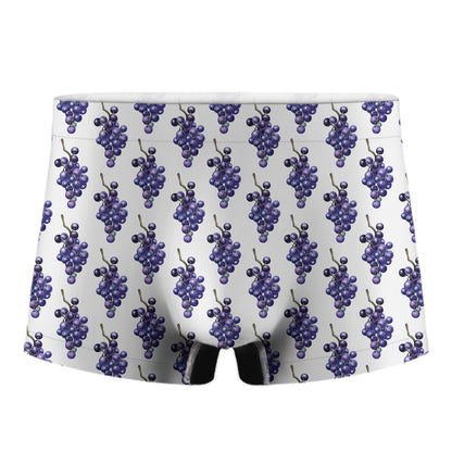Watercolor Grape Pattern Print Men's Boxer Briefs
