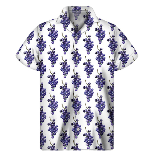 Watercolor Grape Pattern Print Men's Short Sleeve Shirt
