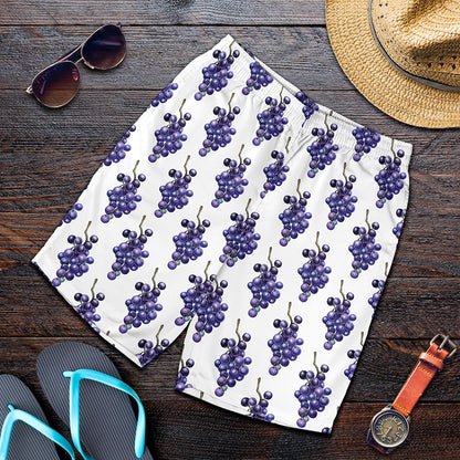 Watercolor Grape Pattern Print Men's Shorts