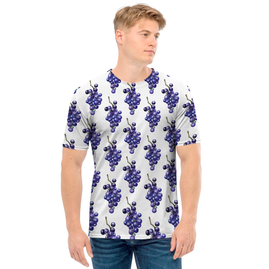 Watercolor Grape Pattern Print Men's T-Shirt