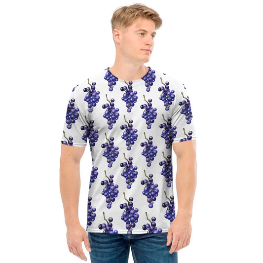 Watercolor Grape Pattern Print Men's T-Shirt