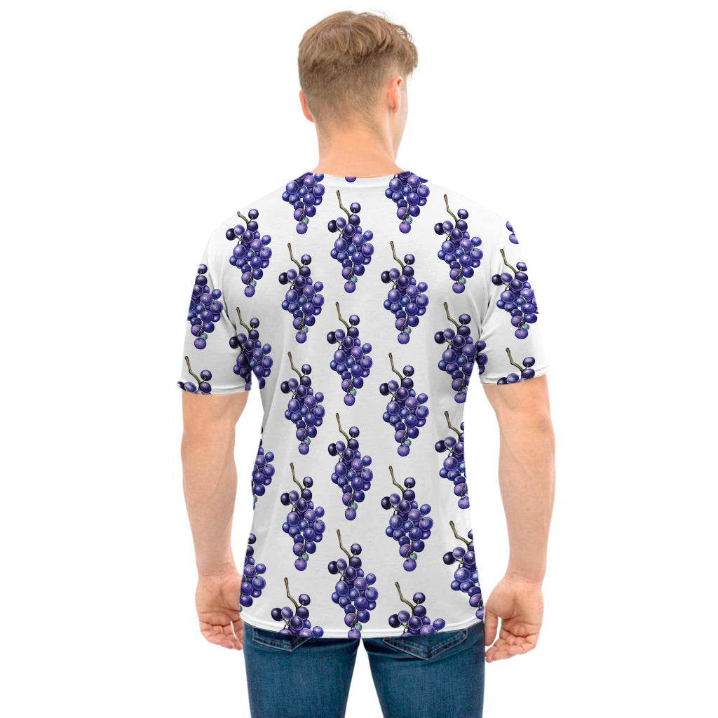 Watercolor Grape Pattern Print Men's T-Shirt