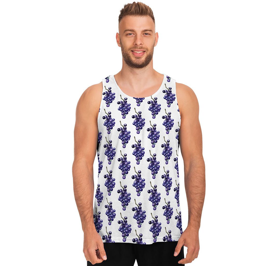 Watercolor Grape Pattern Print Men's Tank Top