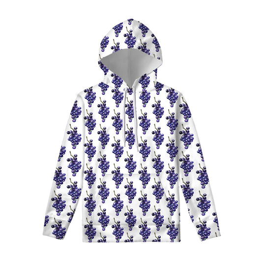 Watercolor Grape Pattern Print Pullover Hoodie