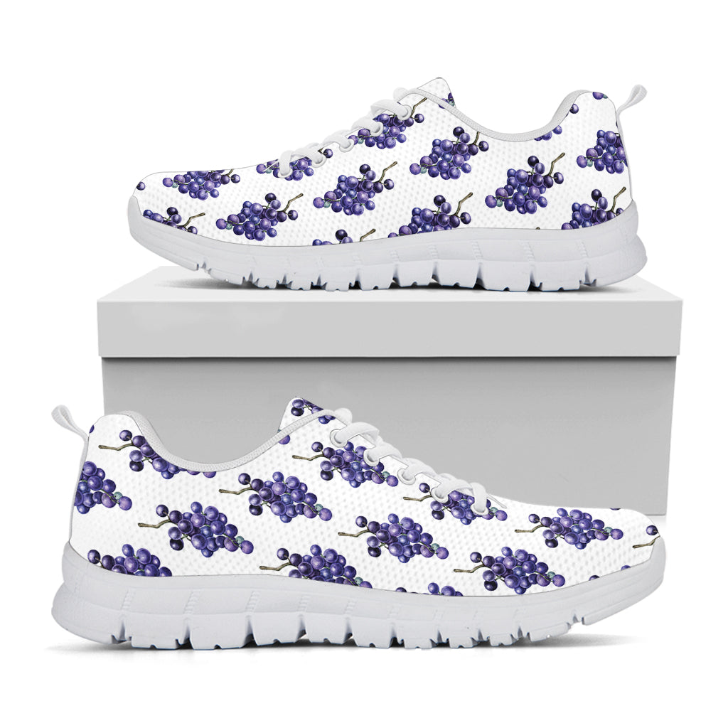 Watercolor Grape Pattern Print White Sneakers
