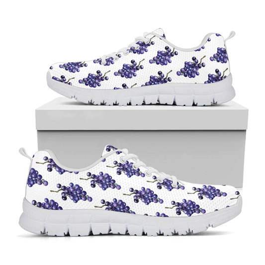 Watercolor Grape Pattern Print White Sneakers