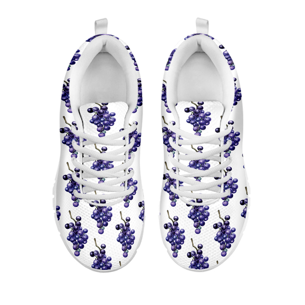 Watercolor Grape Pattern Print White Sneakers