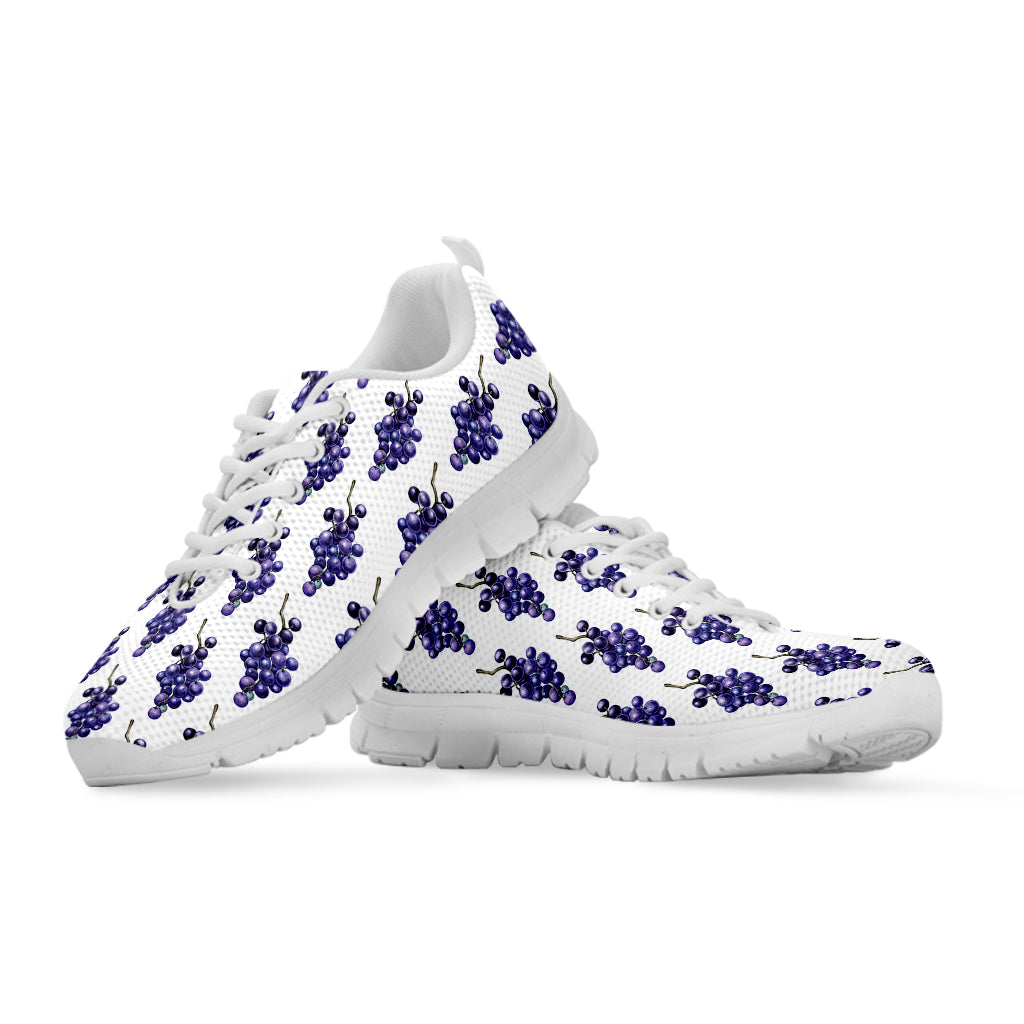 Watercolor Grape Pattern Print White Sneakers
