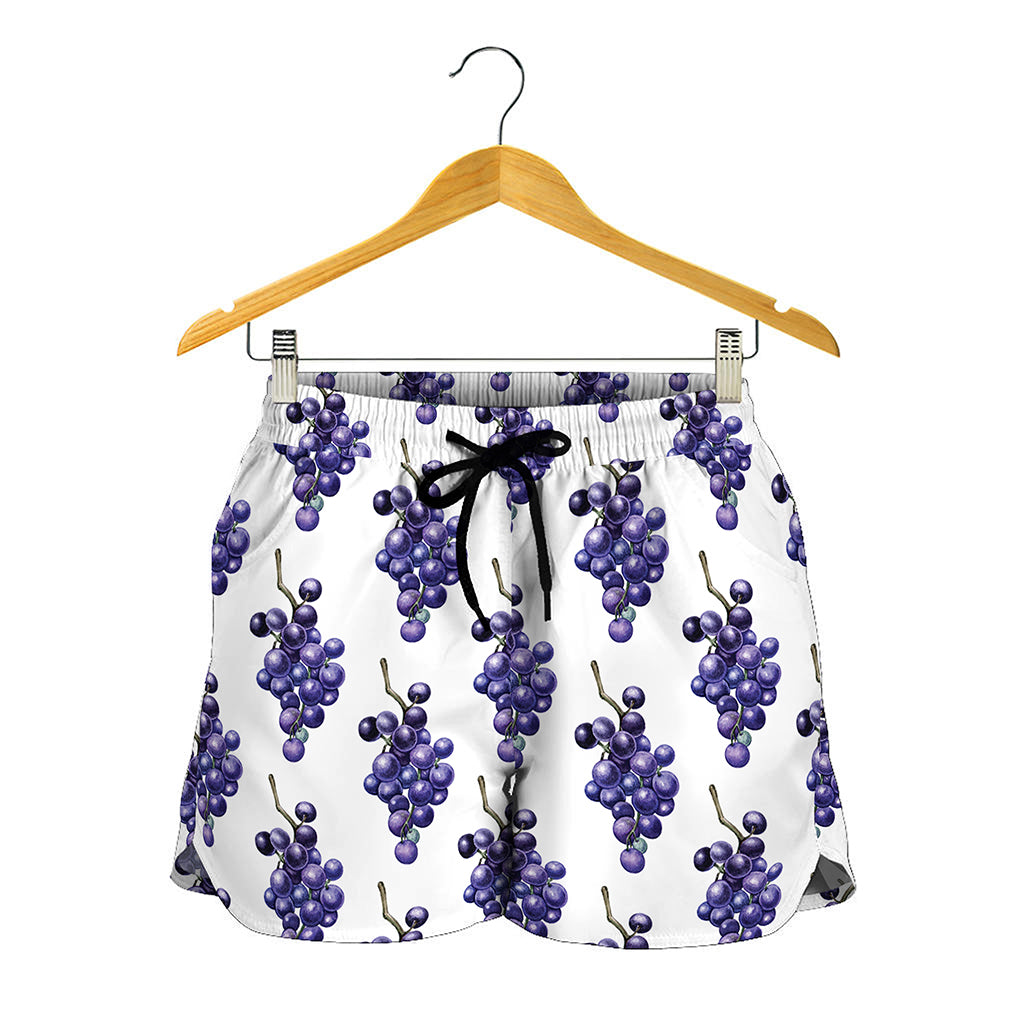 Watercolor Grape Pattern Print Women's Shorts