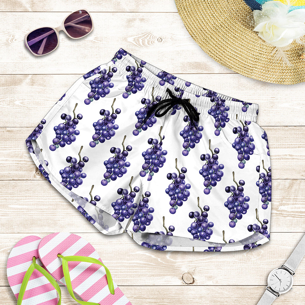 Watercolor Grape Pattern Print Women's Shorts