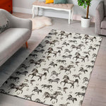 Watercolor Horse Pattern Print Area Rug
