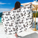 Watercolor Horse Pattern Print Beach Sarong Wrap