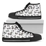 Watercolor Horse Pattern Print Black High Top Shoes