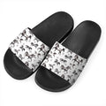 Watercolor Horse Pattern Print Black Slide Sandals