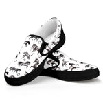 Watercolor Horse Pattern Print Black Slip On Shoes