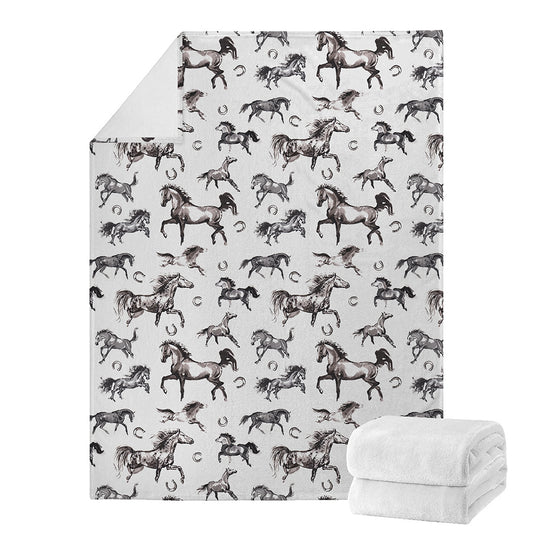 Watercolor Horse Pattern Print Blanket