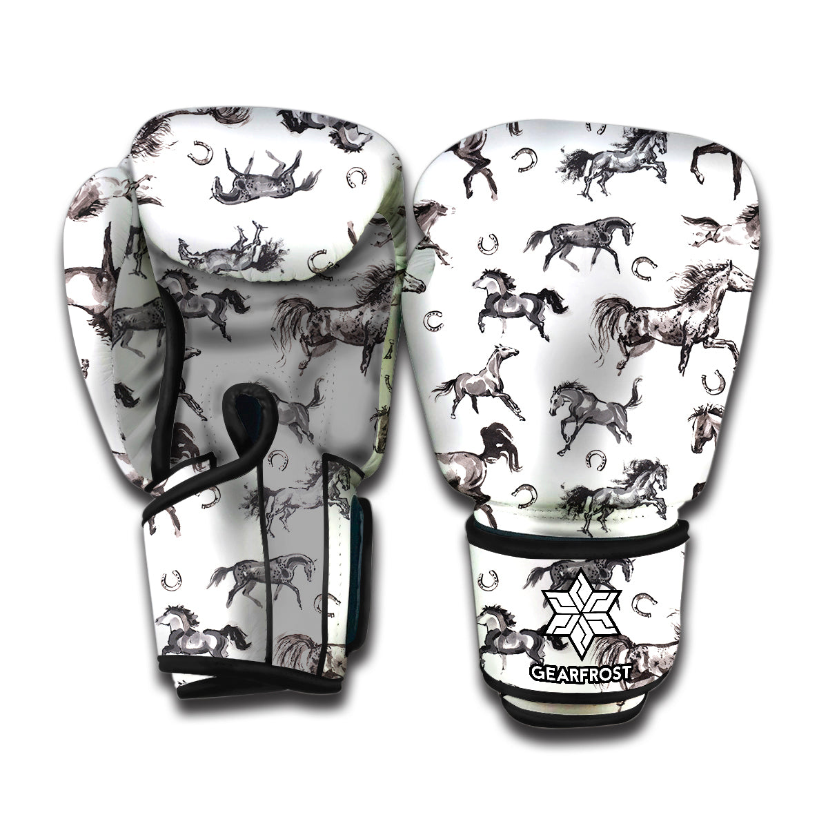 Watercolor Horse Pattern Print Boxing Gloves