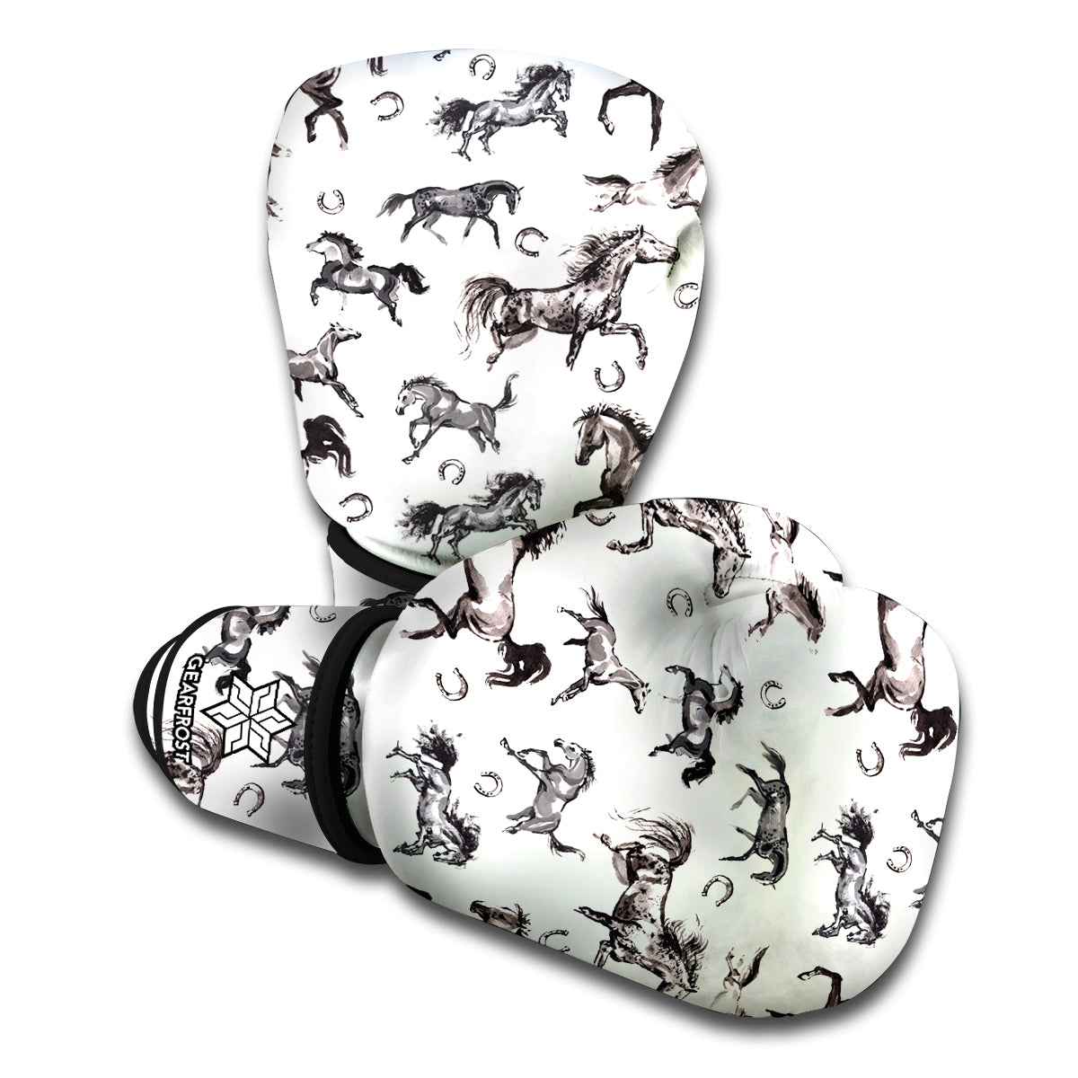 Watercolor Horse Pattern Print Boxing Gloves