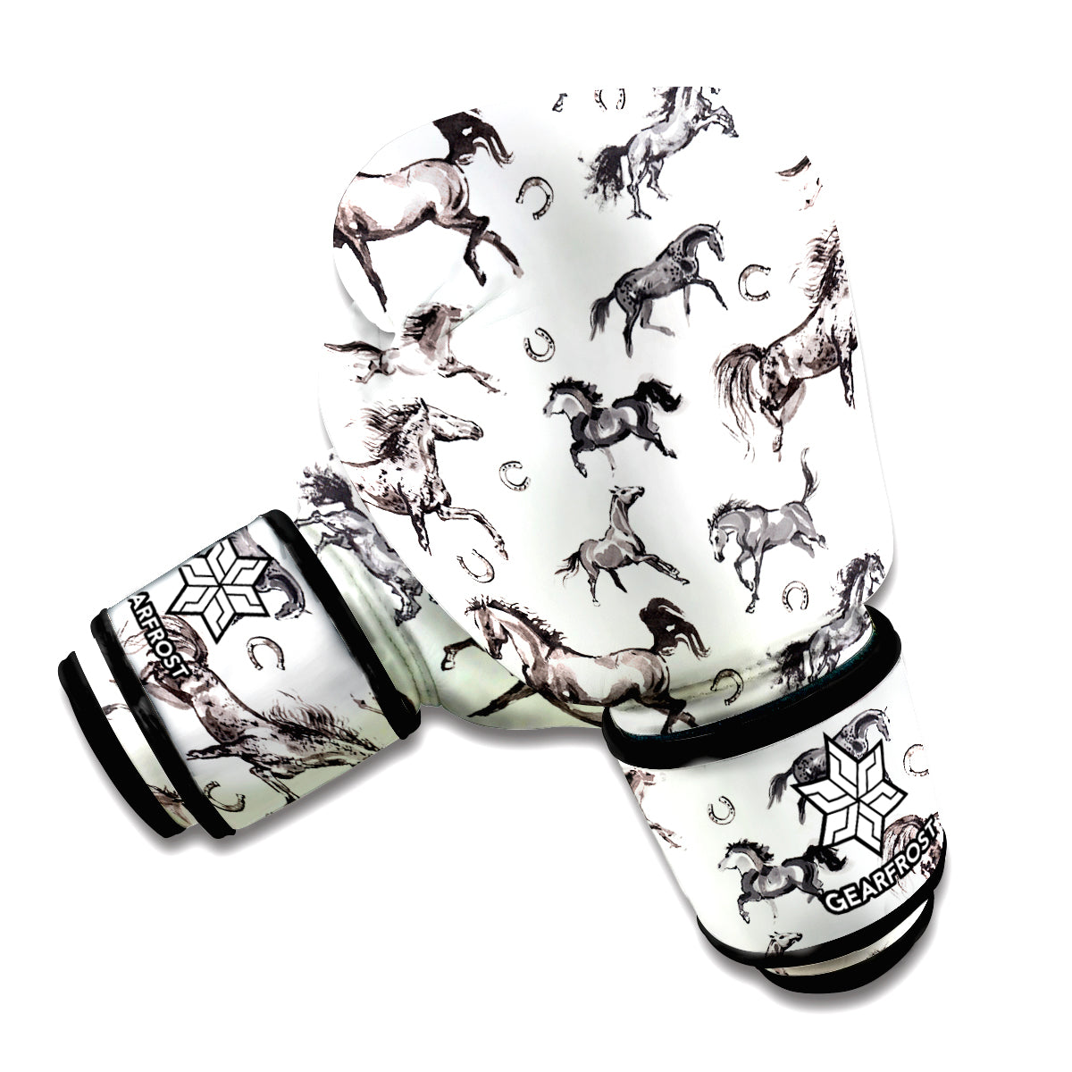 Watercolor Horse Pattern Print Boxing Gloves