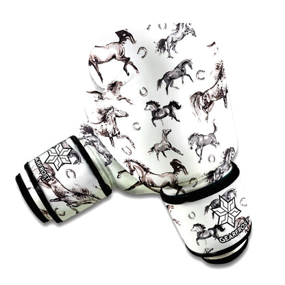 Watercolor Horse Pattern Print Boxing Gloves