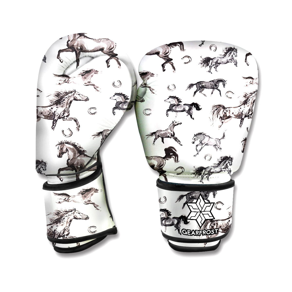 Watercolor Horse Pattern Print Boxing Gloves