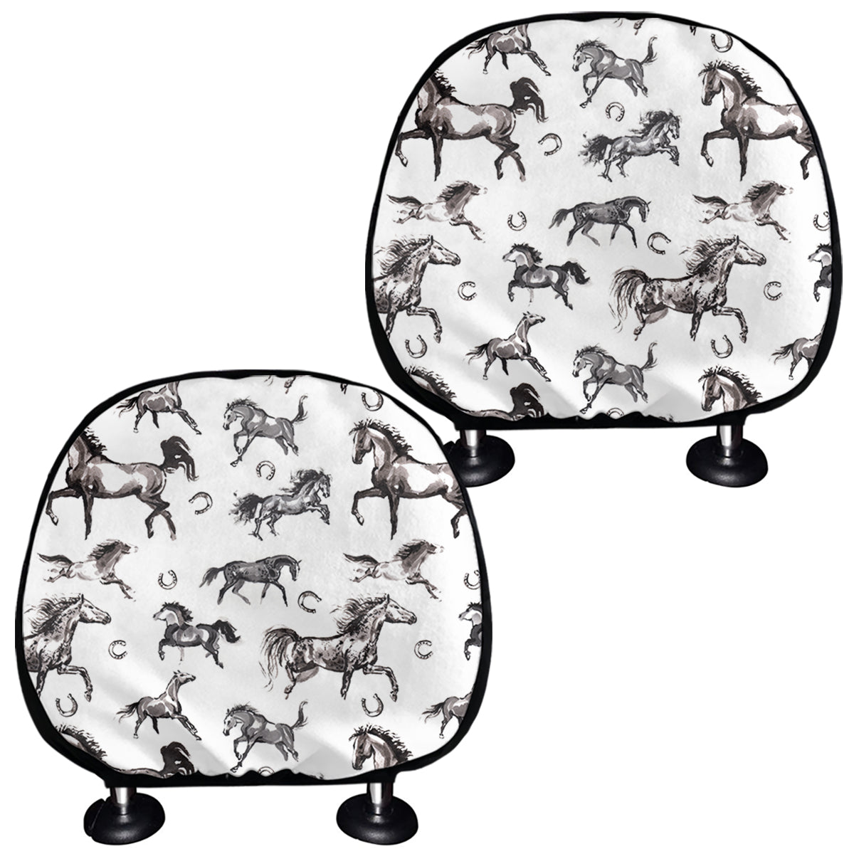 Watercolor Horse Pattern Print Car Headrest Covers