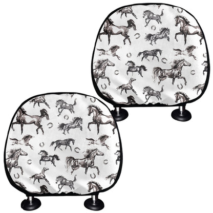 Watercolor Horse Pattern Print Car Headrest Covers