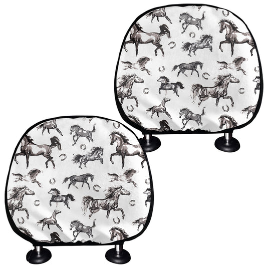 Watercolor Horse Pattern Print Car Headrest Covers