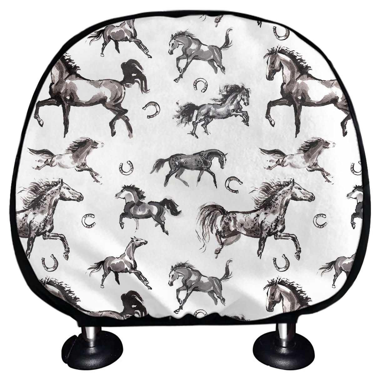 Watercolor Horse Pattern Print Car Headrest Covers