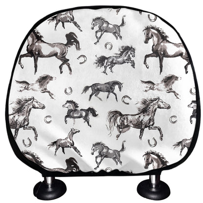 Watercolor Horse Pattern Print Car Headrest Covers