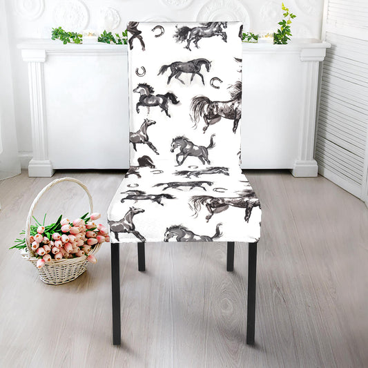 Watercolor Horse Pattern Print Dining Chair Slipcover