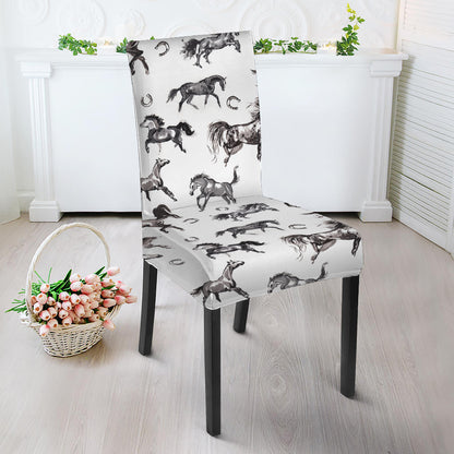 Watercolor Horse Pattern Print Dining Chair Slipcover