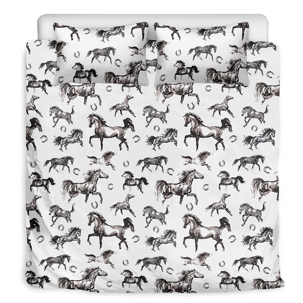 Watercolor Horse Pattern Print Duvet Cover Bedding Set