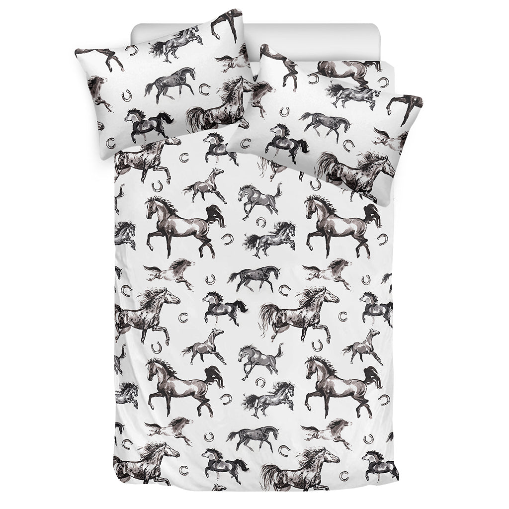 Watercolor Horse Pattern Print Duvet Cover Bedding Set